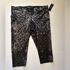 Ideology Athletic Metallic black‎ crop legging NWT Sz-2X F2